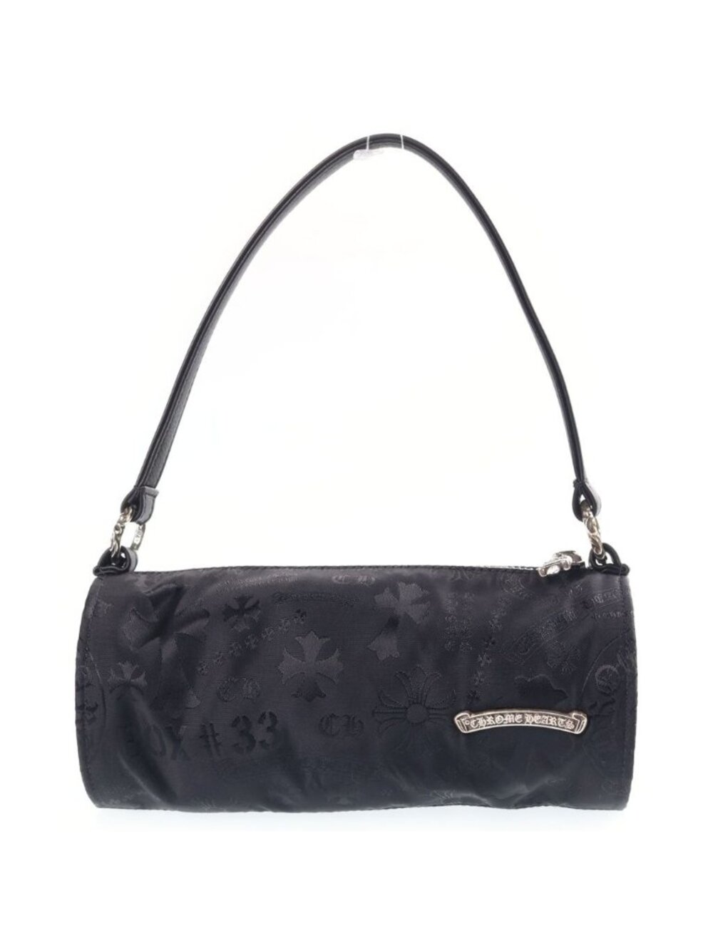 Chrome Hearts Stencil Grinds Nylon Leather Hand Bag Handbag Black